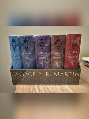 George RR Martin, Game OF Thrones A Song of Ice and Fire Book Set.  Leather